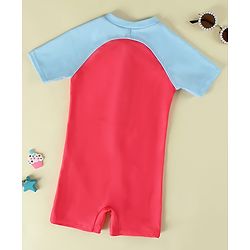 Pine Active Half Sleeves Cut N Sew Solid Legged Swimsuit - Fuchsia