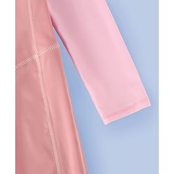 Pine Active Raglan Full Sleeves Text Printed Legged Swimsuit - Pink