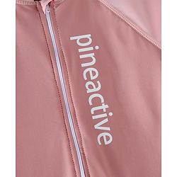 Pine Active Raglan Full Sleeves Text Printed Legged Swimsuit - Pink