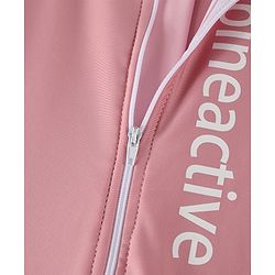 Pine Active Raglan Full Sleeves Text Printed Legged Swimsuit - Pink