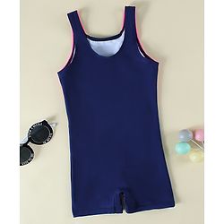 Pine Kids Sleeveless Cut N Sew Legged Swimsuit - Navy Blue