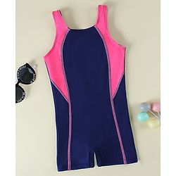 Pine Kids Sleeveless Cut N Sew Legged Swimsuit - Navy Blue