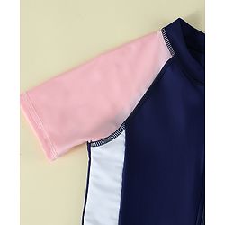 Pine Kids Raglan Half Sleeves Cut N Sew Legged Swimsuit - Navy Blue