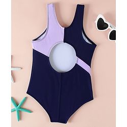 Pine Kids Sleeveless Solid V Cut Swimsuit - Navy Blue