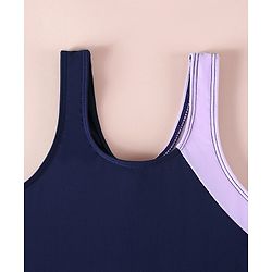 Pine Kids Sleeveless Solid V Cut Swimsuit - Navy Blue