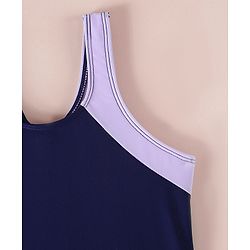 Pine Kids Sleeveless Solid V Cut Swimsuit - Navy Blue
