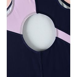 Pine Kids Sleeveless Solid V Cut Swimsuit - Navy Blue