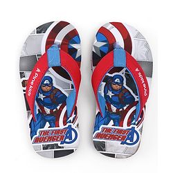 Pine Kids Marvel Slip On Flip Flops with Captain America Print - Red