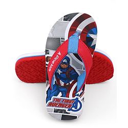 Pine Kids Marvel Slip On Flip Flops with Captain America Print - Red