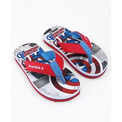 Pine Kids Marvel Slip On Flip Flops with Captain America Print - Red
