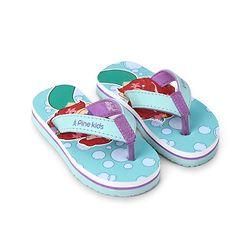 Pine Kids Disney Slip On Flip Flops With Ariel Graphic - Blue & Green