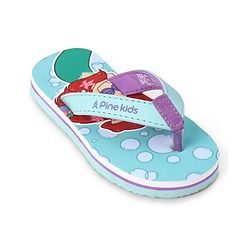 Pine Kids Disney Slip On Flip Flops With Ariel Graphic - Blue & Green