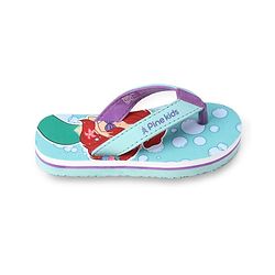 Pine Kids Disney Slip On Flip Flops With Ariel Graphic - Blue & Green