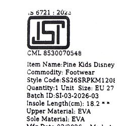 Pine Kids Disney Slip On Flip Flops with Rapunzel Print - Purple