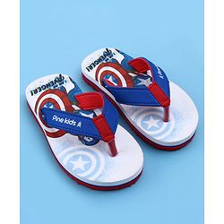 Pine Kids Marvel Slip On Flip Flops with Captain America Print - Blue