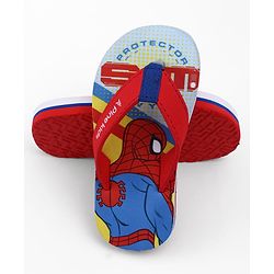 Pine Kids Marvel Slip On Flip Flops with Spider-Man Print - Red
