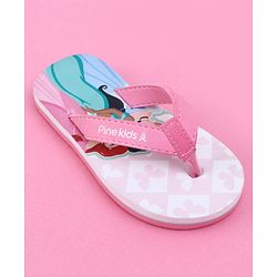 Pine Kids Disney Slip On Flip Flops with Disney Princess Print - Purple