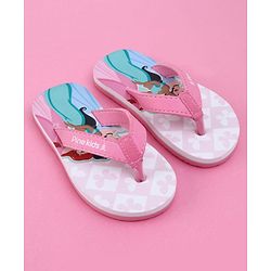 Pine Kids Disney Slip On Flip Flops with Disney Princess Print - Purple