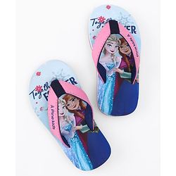Pine Kids Disney Slip On Flip Flops with Elsa & Anna Print - Blue