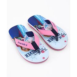 Pine Kids Disney Slip On Flip Flops with Elsa & Anna Print - Blue