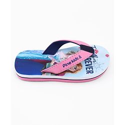 Pine Kids Disney Slip On Flip Flops with Elsa & Anna Print - Blue