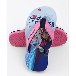 Pine Kids Disney Slip On Flip Flops with Elsa & Anna Print - Blue