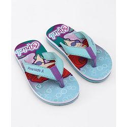 Pine Kids Disney Slip On Flip Flops with Ariel Print - Blue