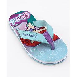 Pine Kids Disney Slip On Flip Flops with Ariel Print - Blue