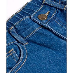 Pine Kids Denim Woven Full Length Jeans with Floral Embroidery - Blue
