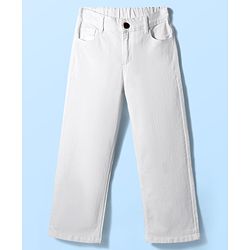 Pine Kids Denim Woven Full Length Solid Color Jeans - White