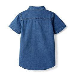 Pine Kids Solid Denim Shirt with Pockets - Dark Blue