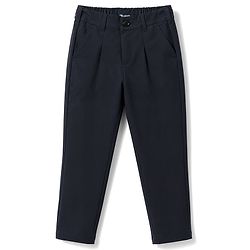 Pine Kids Cotton Elastane Woven Full Length Solid Color Trousers - Navy Blue