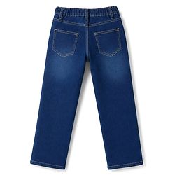 Pine Kids Woven Full Length Washed Bear Embroidered Jeans - Navy Blue