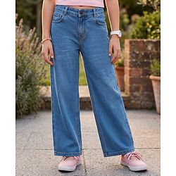 Pine Kids Cotton Woven Full Length Solid Jeans - Blue