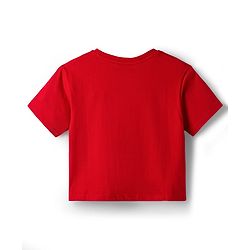 Pine Kids Cotton Knit Half Sleeves T-Shirt with Sequin Detailing - Red