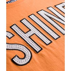 Pine Kids Cotton Knit Half Sleeves T-Shirt With Rhinestone & Embroidery Detailing - Orange