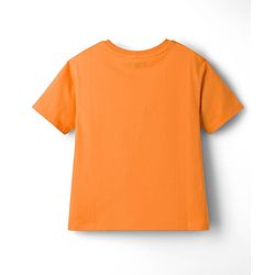 Pine Kids Cotton Knit Half Sleeves T-Shirt with Sequin Detailing - Orange
