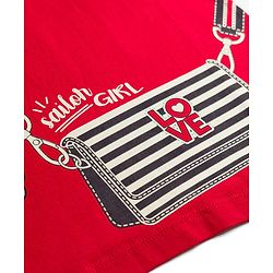 Pine Kids 100% Cotton Knit Half Sleeves Purse Printed T-Shirt - Red