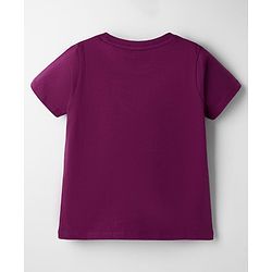 Pine Kids Cotton Knit Half Sleeves T-Shirt with Bow Embroidery - Purple