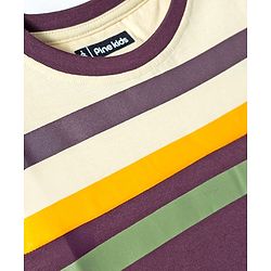 Pine Kids Cotton Knit T-Shirts Half Sleeves Round Neck Striped Multi Color 4-5 Years
