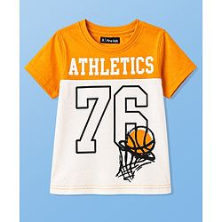 Pine Kids Cotton Knit Half Sleeves Sports Theme Printed T-Shirt - Multicolour