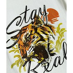 Pine Kids Cotton Knit Half Sleeves T-Shirt With Lion Graphics - White