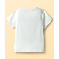 Pine Kids Cotton Knit Half Sleeves T-Shirt With Lion Graphics - White