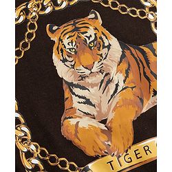 Pine Kids Cotton Knit T-Shirts with Tiger Graphic Print Brown 4-5 Years