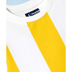 Pine Kids Cotton Knit T-Shirts Striped White 4-5 Years