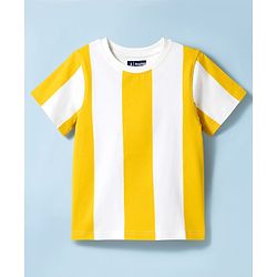 Pine Kids Cotton Knit T-Shirts Striped White 4-5 Years