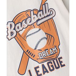 Pine Kids Cotton Knit Half Sleeves T-Shirt & Shorts Night-Suit With Baseball Print - Offwhite