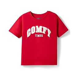 Pine Kids Cotton Knit Half Sleeves T-Shirt & Shorts Night Suit with Text Print - Red