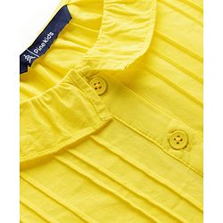 Pine Kids 100% Cotton Woven Half Sleeves Solid Pintuck Top -Yellow