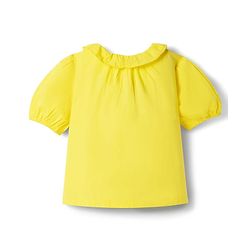 Pine Kids 100% Cotton Woven Half Sleeves Solid Pintuck Top -Yellow